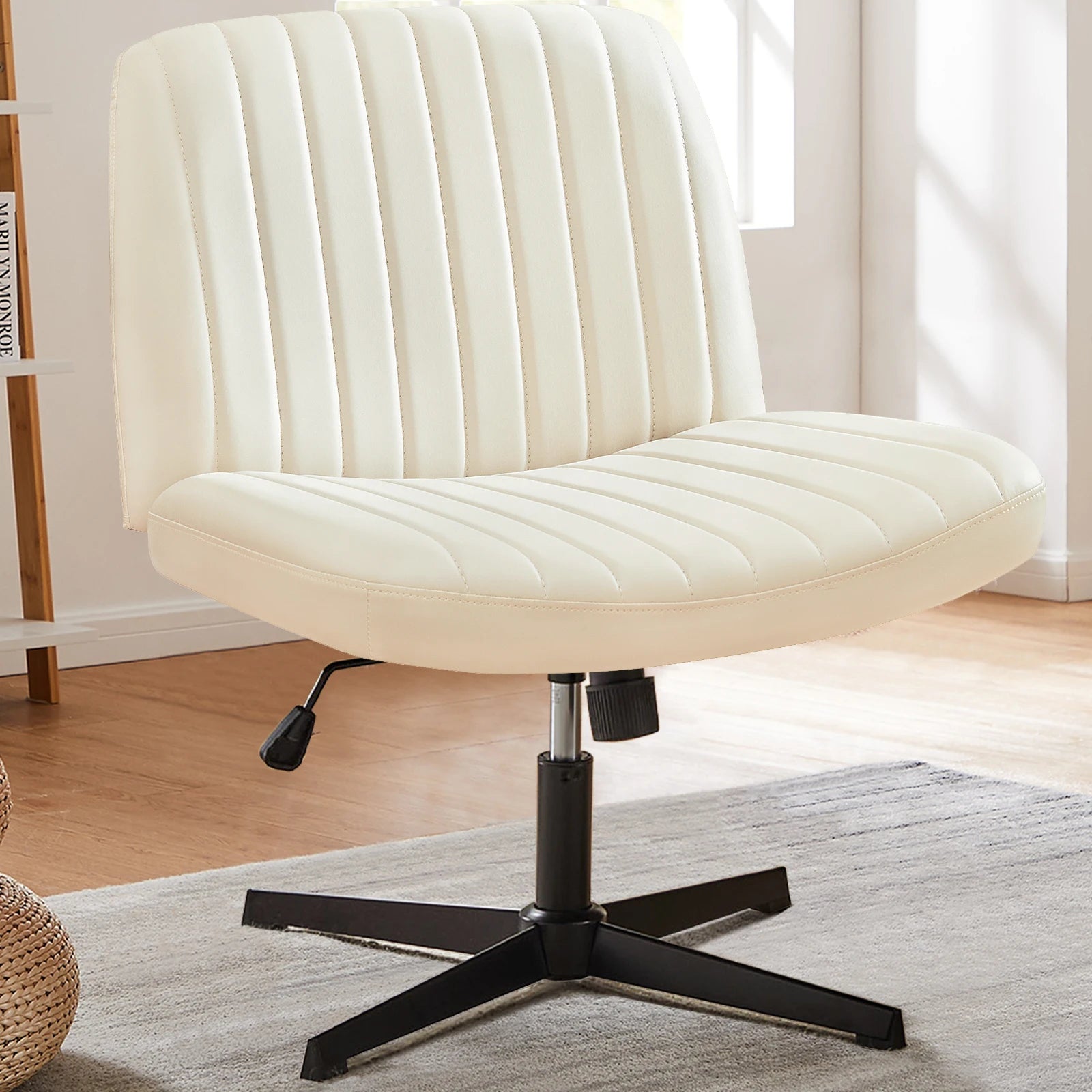 Extra Wide Armless Adjustable Swivel Rocking Chair - Perfect for Office, Gaming, and Living Room Use!