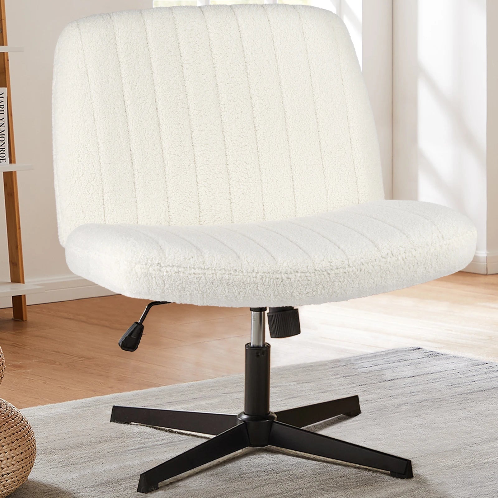 Extra Wide Armless Adjustable Swivel Rocking Chair - Perfect for Office, Gaming, and Living Room Use!