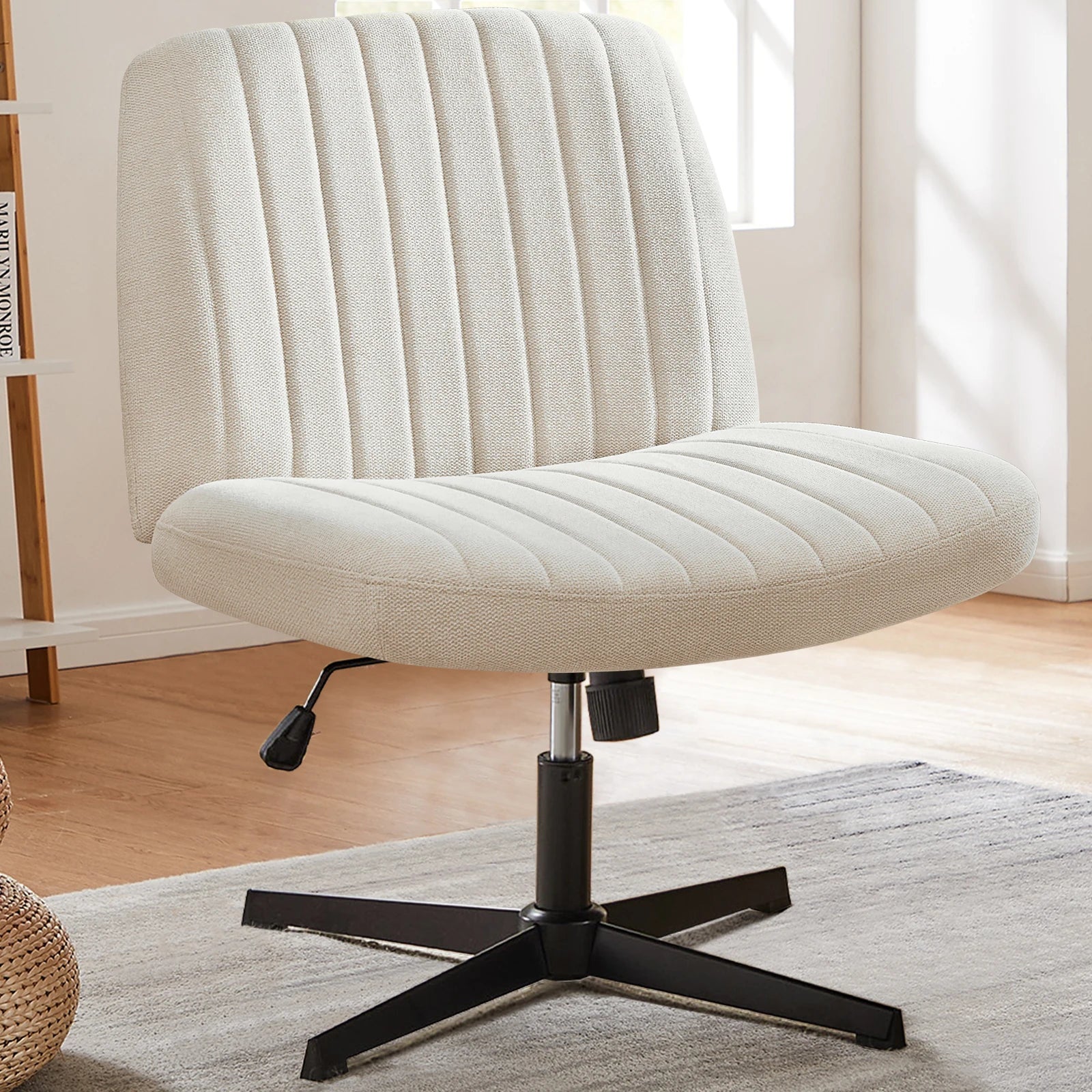 Extra Wide Armless Adjustable Swivel Rocking Chair - Perfect for Office, Gaming, and Living Room Use!