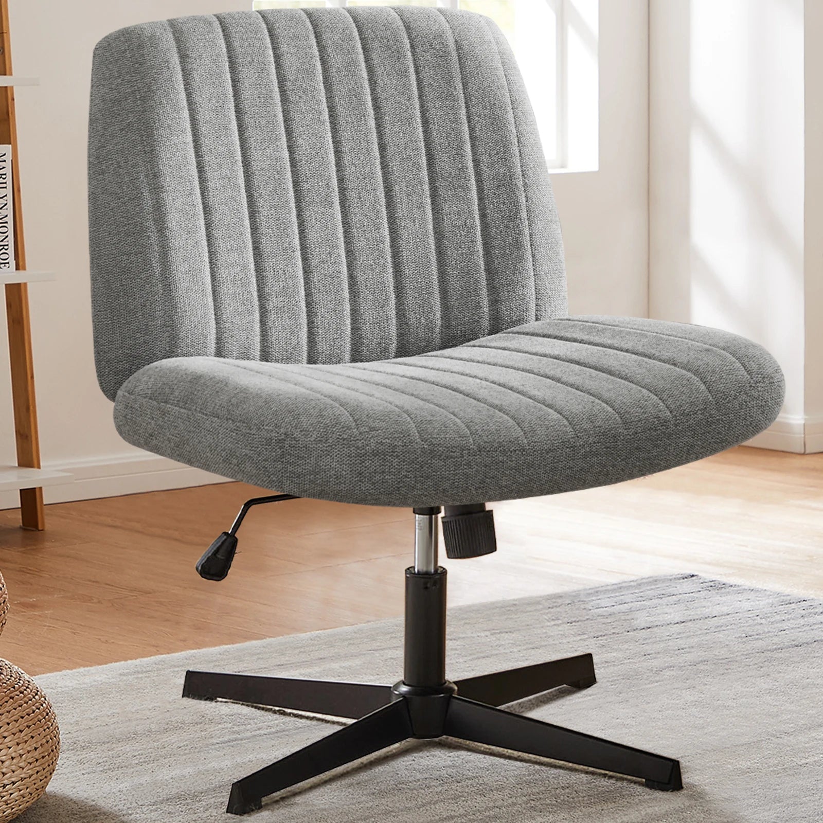 Extra Wide Armless Adjustable Swivel Rocking Chair - Perfect for Office, Gaming, and Living Room Use!